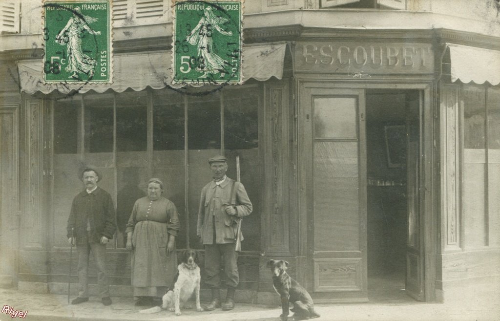 0-Devanture Escoubet - Envoyée depuis Paris 36 Chemin vert vers Brie-Comte-Robert - 1908.jpg