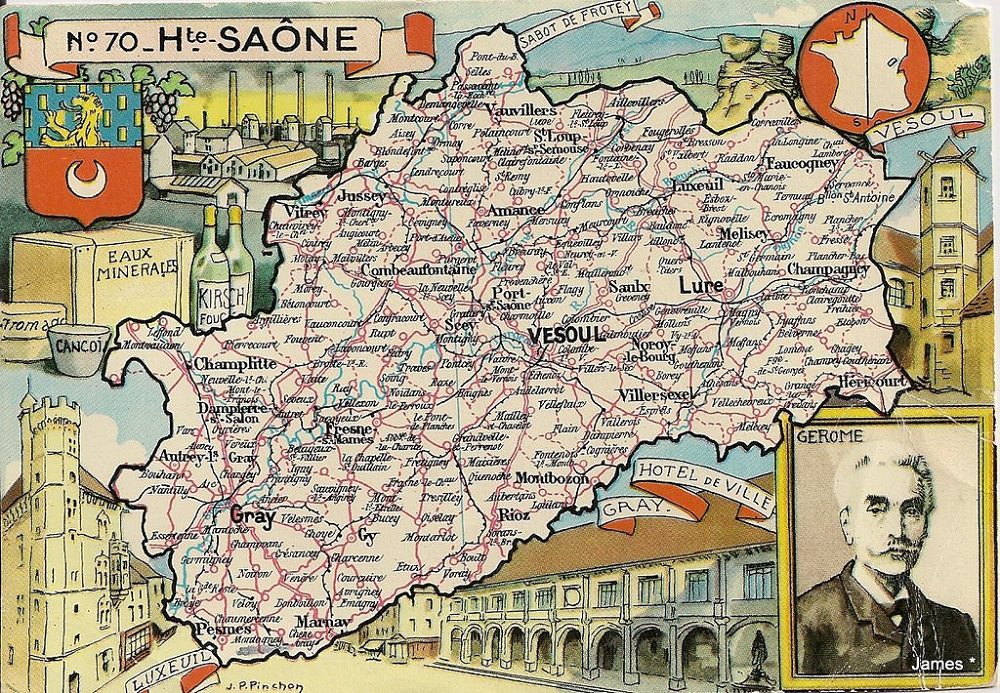 *1 - Carte du Département : 70 - Haute-Saône | Cartes Postales ...