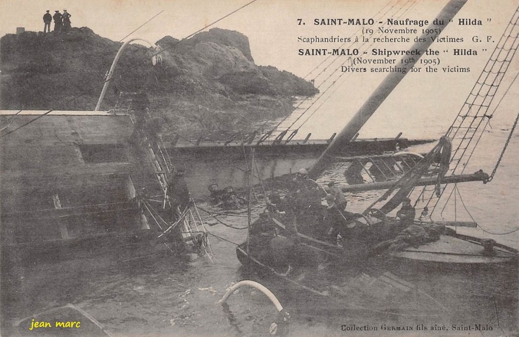Saint-Malo - Naufrage du Hilda - Scaphandriers à la recherche des victimes.jpg