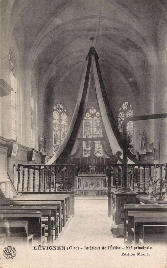 60 - LEVIGNEN - Intérieur de l'Eglise - Nef principale - Edition Monier S2 - Bauer et .. - 26-06-25.jpg