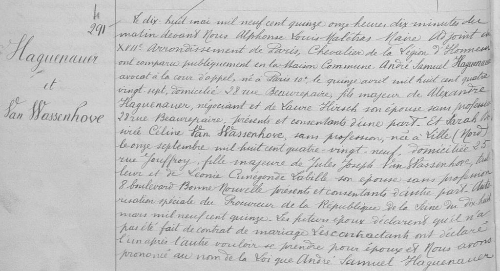 Mariage de la fille de Jules 18 mai 1915 paris 17e.jpg