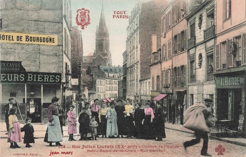 Tout Paris - 258 - Rue Julien Lacroix - Clocher de l'Église Notre-Dame-de-la-Croix - Rue Barrée.jpg