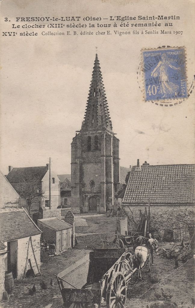 60 - FRESNOY-LE-LUAT - 3 - L'Eglise Saint Martin - Le Clocher - Collection E.B. - 16-01-22.jpg