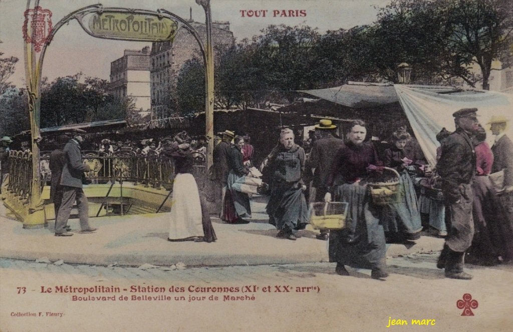 Tout Paris - 73 - Le Métropolitain - Station des Couronnes - Boulevard de Belleville un jour de Marché.jpg
