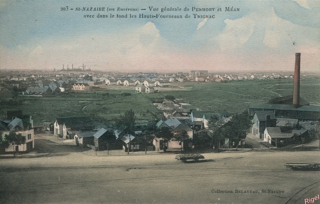 44-St-Nazaire - Vue générale Penhoet Méan - au fond Hauts-Fourneaux de Trignac - color - 203 collection Delaveau.jpg