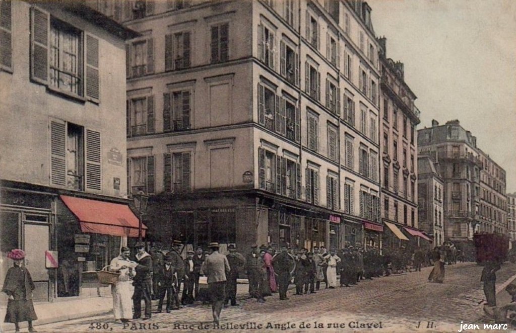 Paris XIXe - Rue de Belleville - Angle de la Rue Clavel.jpg