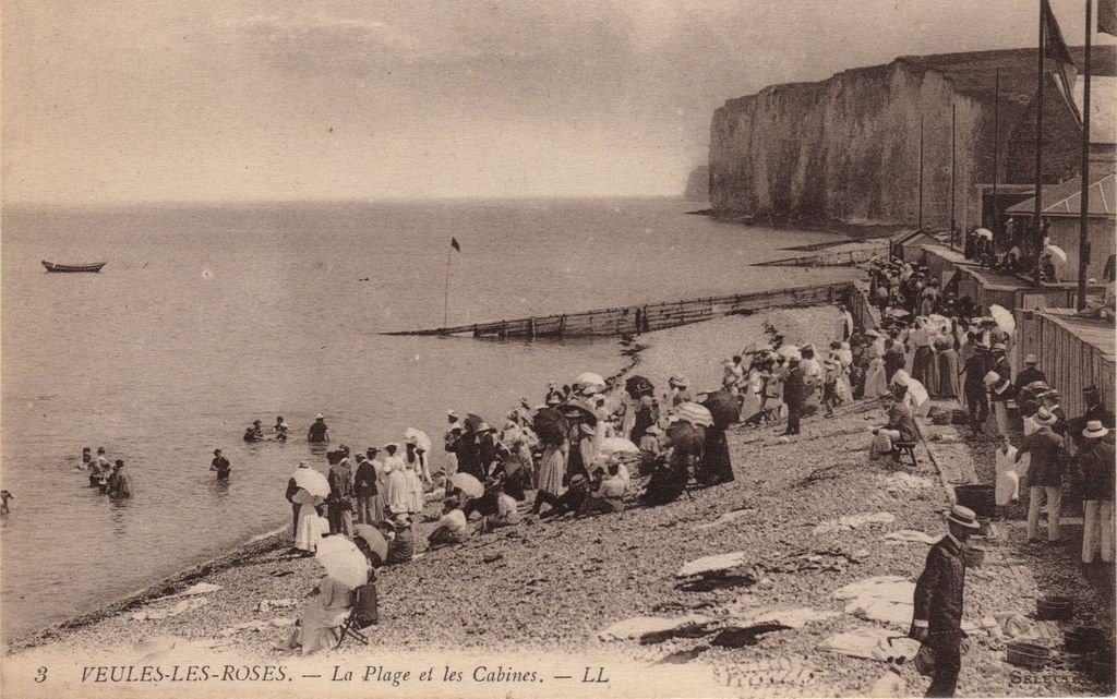 76 - VEULES-LES-ROSES - 3 - La Plage et les Cabines - LL (dos beige) - 25-09-25.jpg