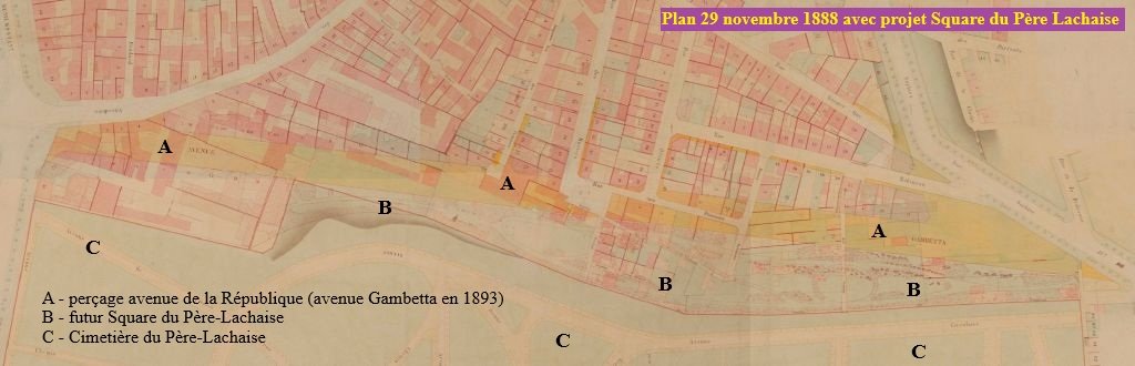Plan perçage future avenue Gambetta Square du Père Lachaise 29 novembre 1888.jpg