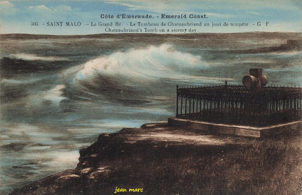Saint-Malo - Le Grand Bé - Le tombeau de Chateaubriand un jour de tempête.jpg