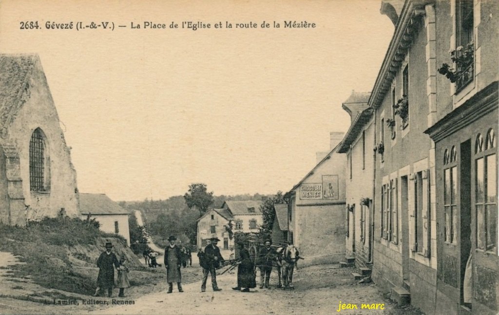 Gévezé - La Place de l'Église et la route de la Mézière.jpg