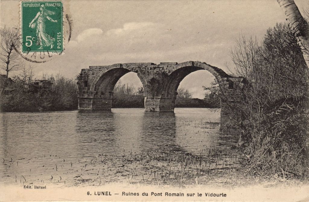 34 - LUNEL - 6 - Ruines du Pont Romain ..- Edit. Burnel - 09-11-25.jpg