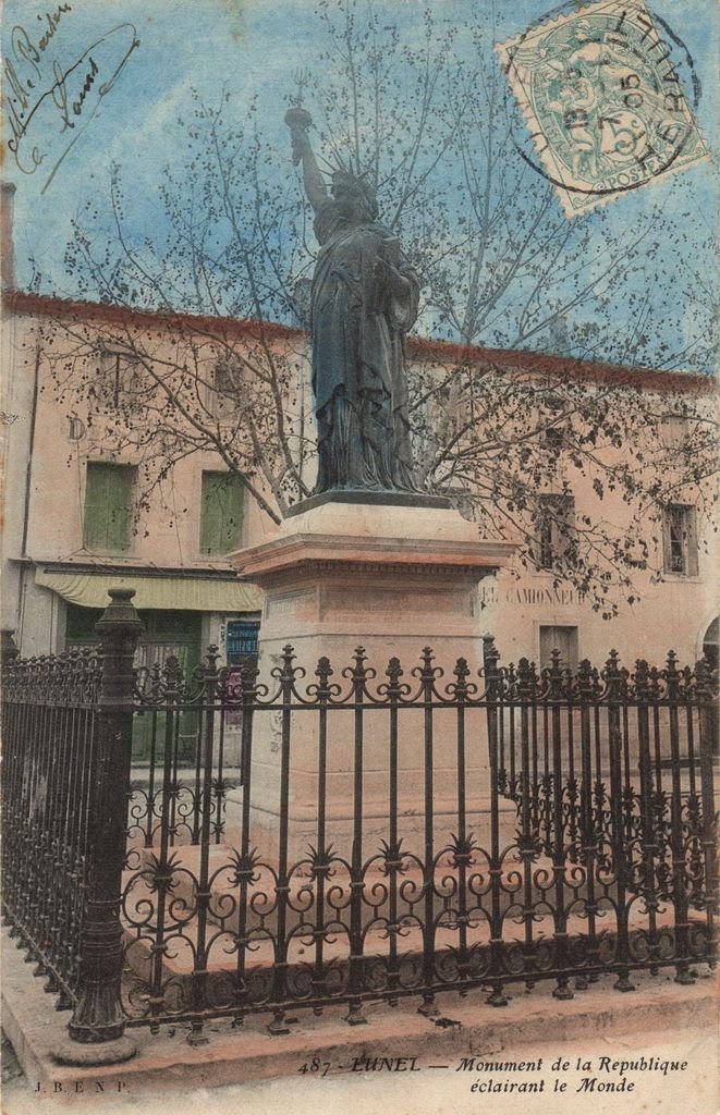 34 - LUNEL - 487 - Monument de la République..  - J.B.E.N.P. -  30-11-25.jpg