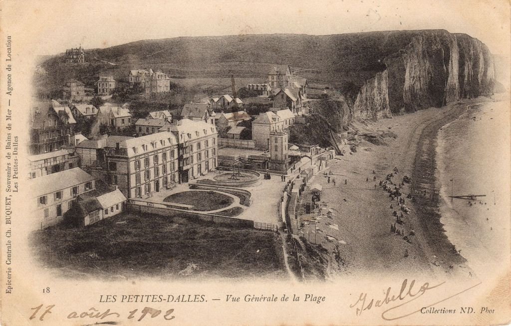 76 - LES PETITES DALLES - 18 - Vue Générale de la Plage - Epicerie Centrale CH. BUQUET - 30-11-25.jpg