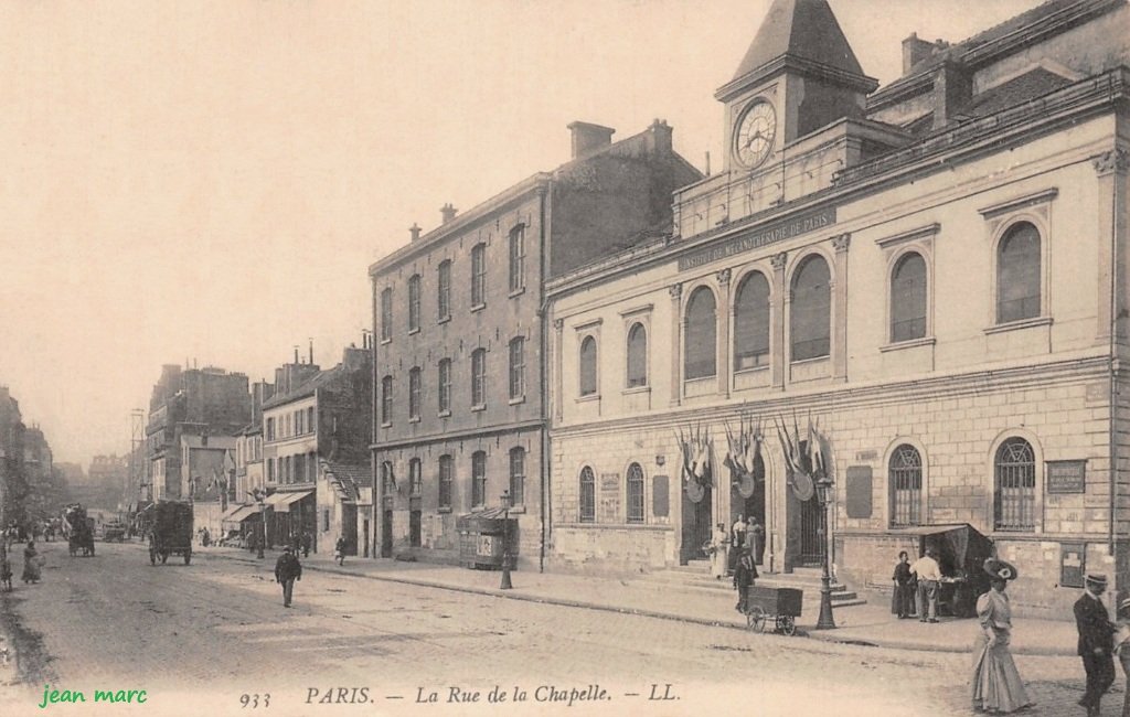Paris XVIIIe - Rue de la Chapelle - Institut de Mécanothérapie de Paris (Ancienne mairie de la Chapelle).jpg