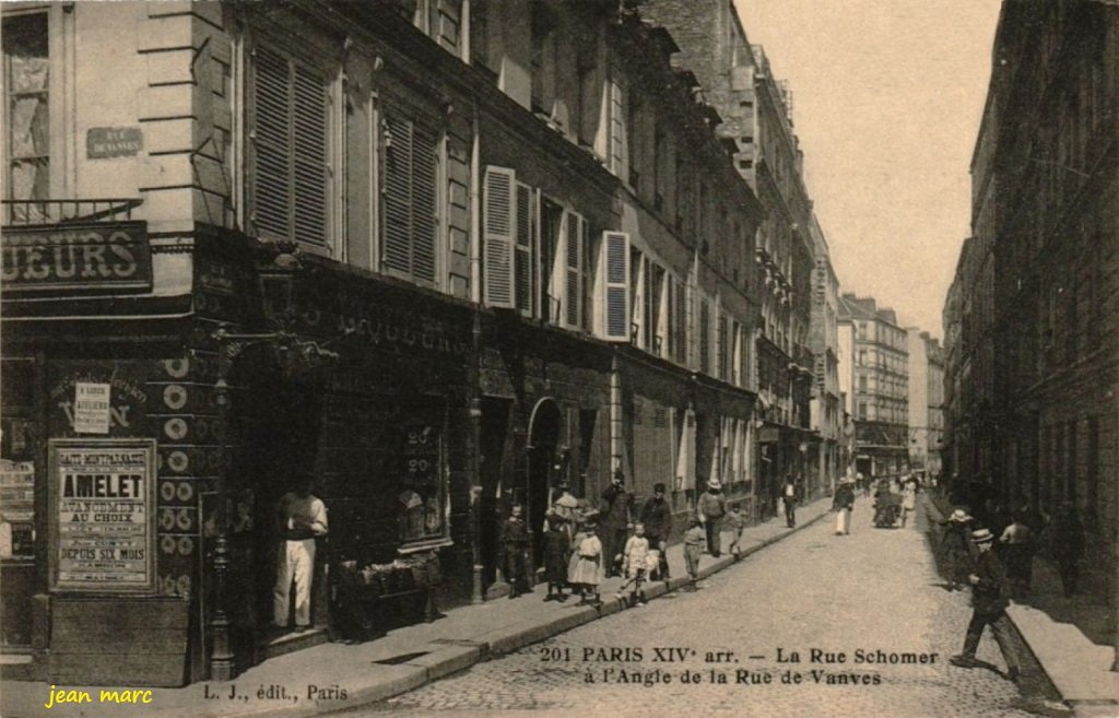 Paris XIVe - La rue Schomer à l'angle de la rue de Vanves.jpg