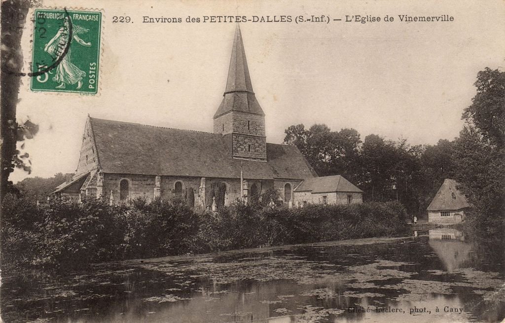 76 - LES PETITES DALLES - 229 - Environs des P.D. - L'Eglise de Vinnemerville - Cliché Leclerc - 12-02-26.jpg
