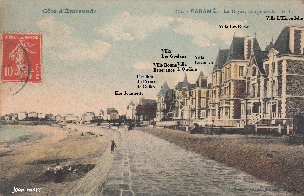 Paramé - La Digue, vue générale (nom des Villas).jpg