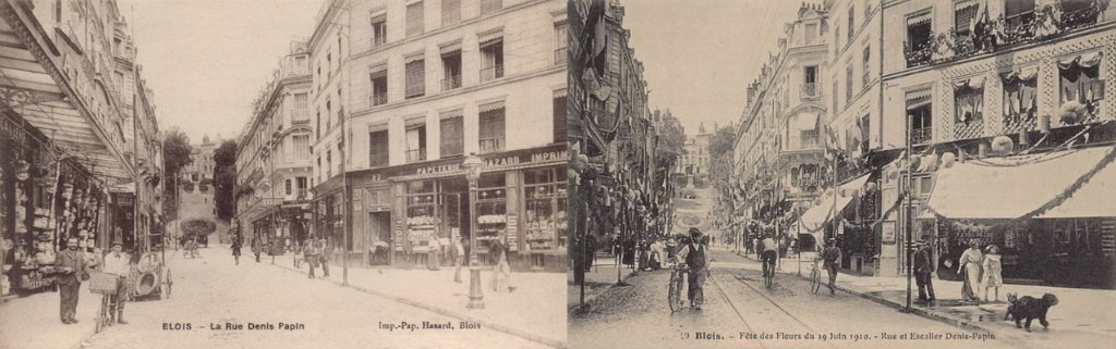 Blois - La Rue Denis-Papin, papeterie imprimerie Hazard.jpg
