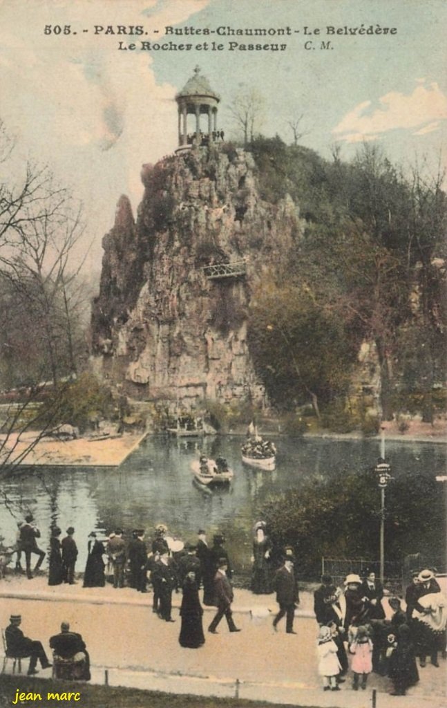 Paris XIXe - Les Buttes Chaumont - Le Belvédère, le Rocher et le Passeur.jpg