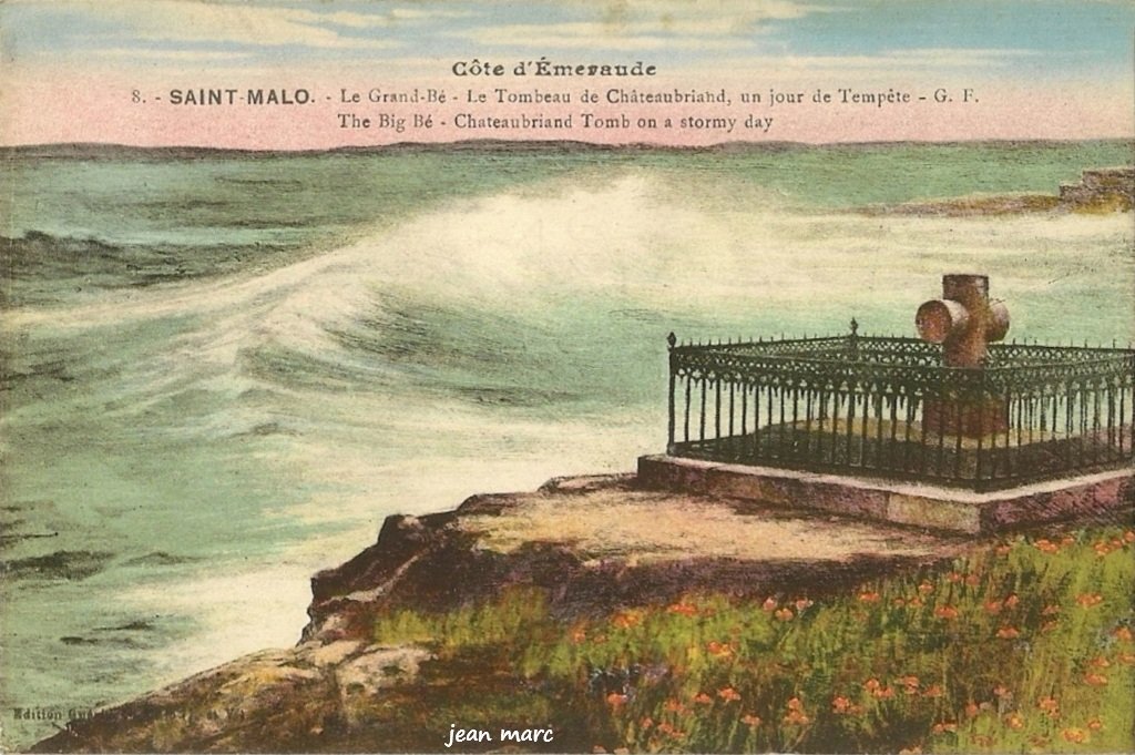Saint-Malo - Le Grand Bé - Le tombeau de Chateaubriand un jour de tempête.jpg