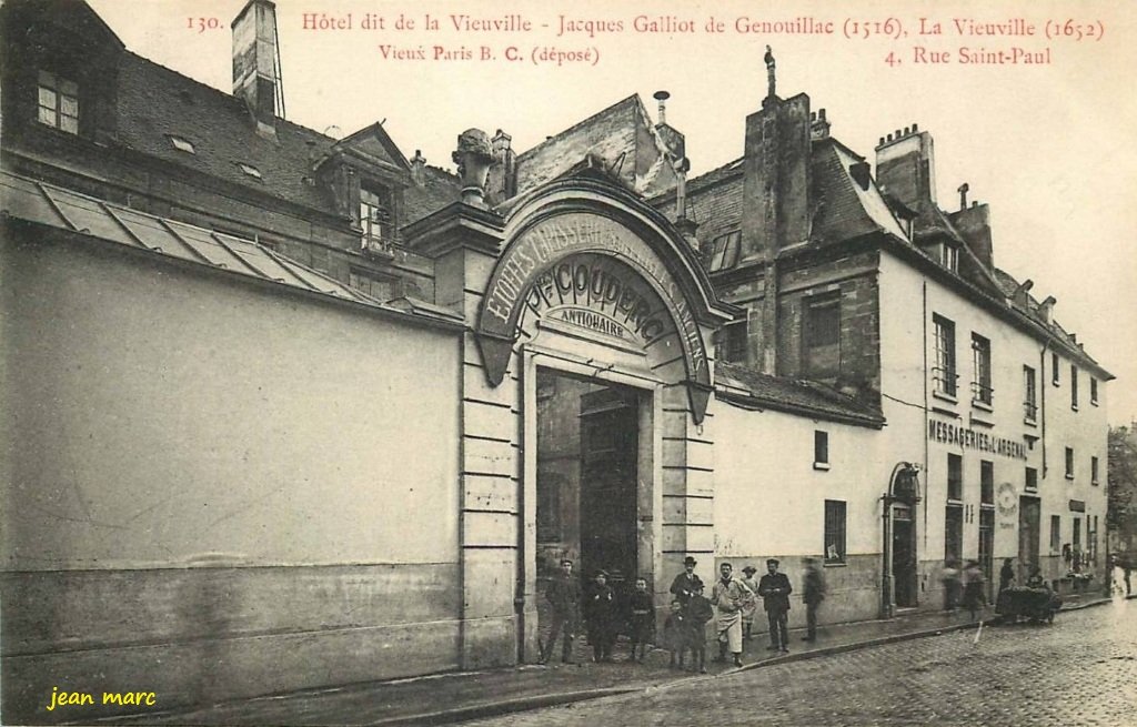 Paris IVe - 4 rue Saint-Paul - Hôtel de la Vieuville - Jacques Galliot de Genouillac (1516), La Vieuville (1652).jpg