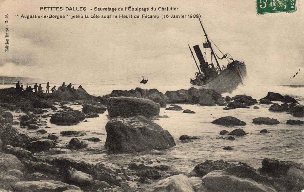 76 - LES PETITES DALLES - Sauvetage de l'Equipage du Chalutier  16-01-1909 - Edition Dutot - G.P. - 10-04-26.jpg