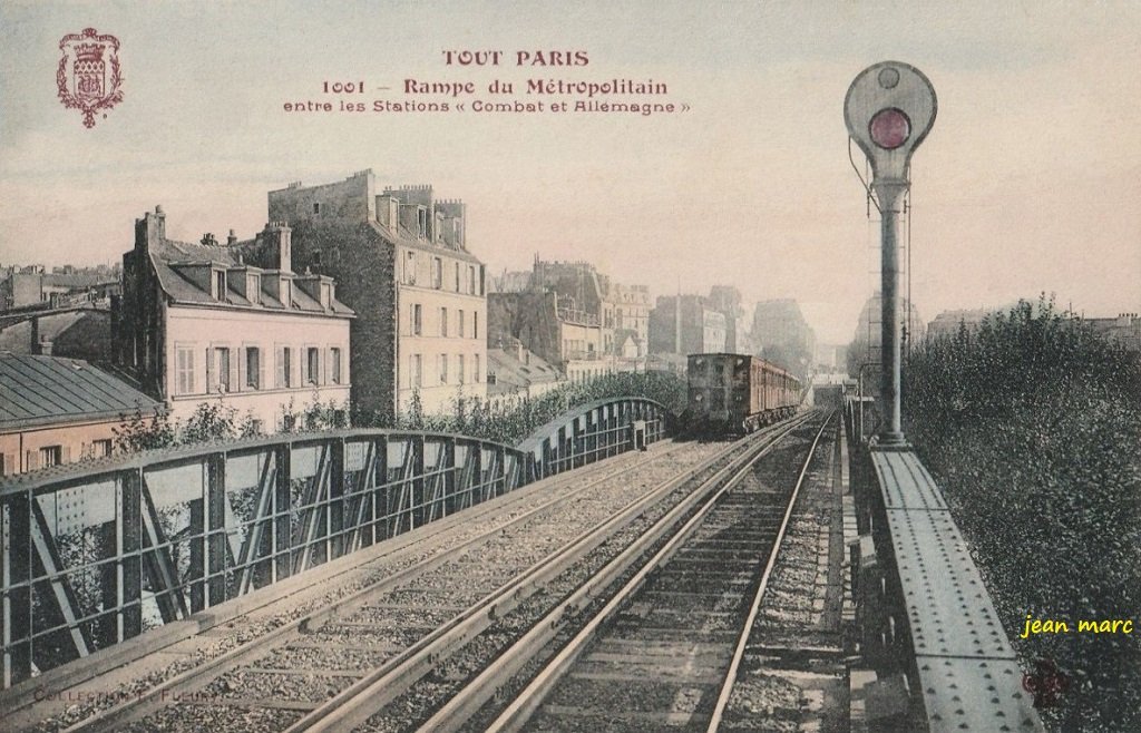 Paris XIXe - Rampe du Métropolitain entre les Stations Combat et Allemagne (version colorisée Tout Paris 1001).jpg