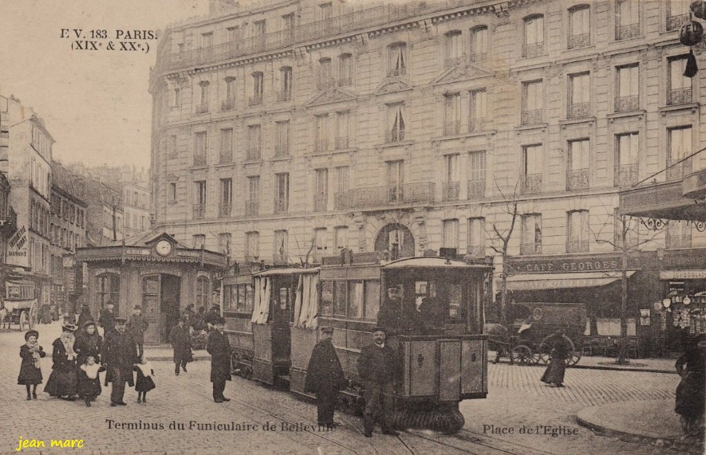 Paris XIXe - Terminus du Funiculaire de Belleville - Place de l'Église.jpg