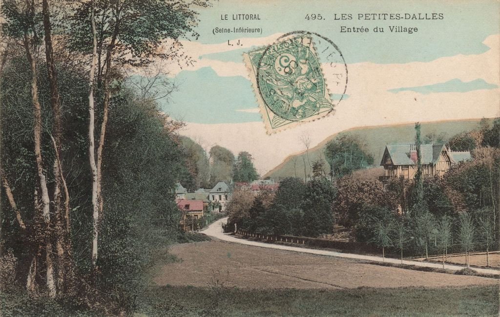 76 - LES PETITES -DALLES - 495 coul. - Entrée du Village - L.J. - 17-06-26.jpg