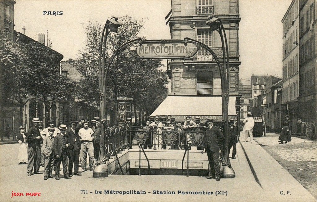 Paris XIe - Le Métropolitain - Station Parmentier (version noir et blanc).jpg