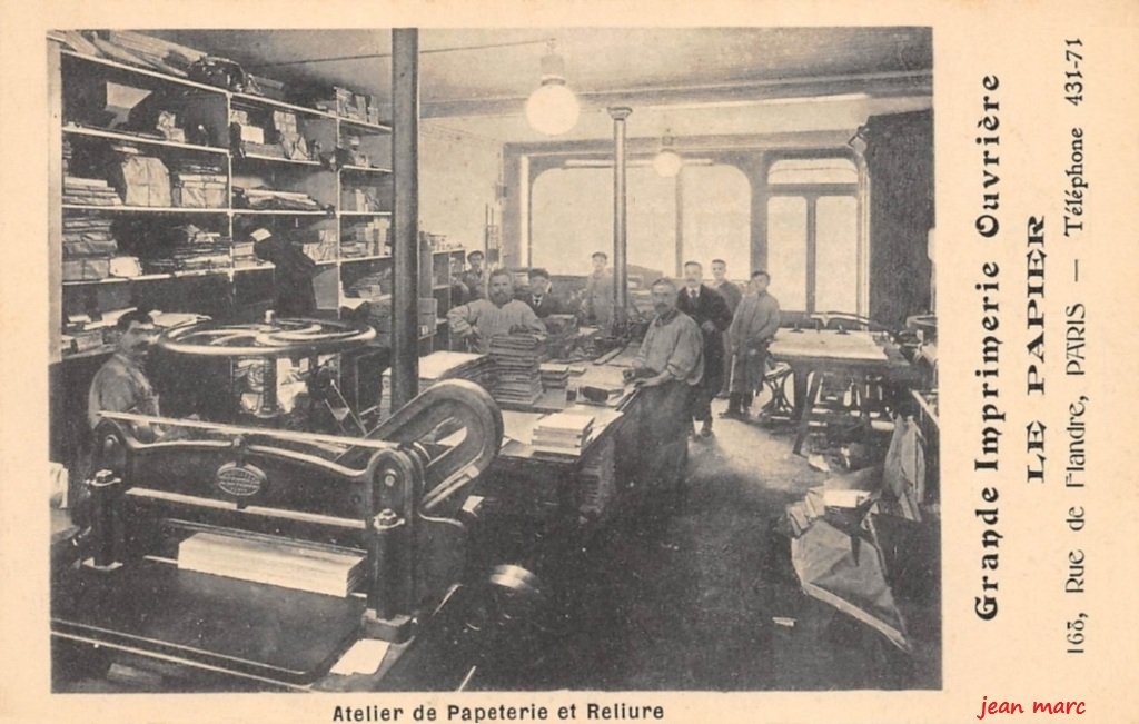Paris XIXe - 168 rue de Flandre Grande Imprimerie Ouvrière Le Papier - Atelier de Papeterie et Reliure.jpg