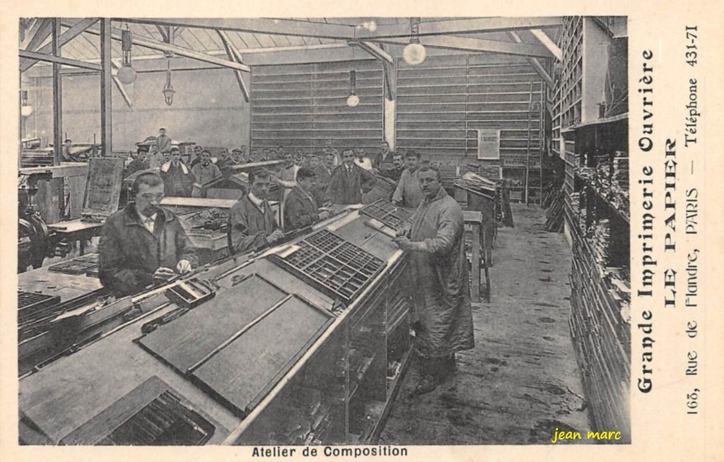 Paris XIXe - 168 rue de Flandre Grande Imprimerie Ouvrière Le Papier - Atelier de Composition.jpg