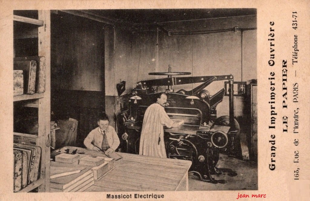 Paris XIXe - 168 rue de Flandre Grande Imprimerie Ouvrière Le Papier - Massicot électrique.jpg