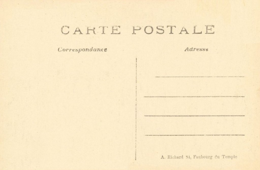 Soissons - La Grande Guerre 1914-1915 - Aspect de la rue de la Paix après le bombardement (Éditeur A. Richard 84 rue du Faubourg du Temple) verso.jpg