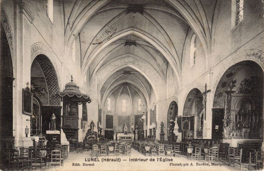 34 - LUNEL - Intérieur de l'Eglise - Edit. Burnel  - Bardou - 12-07-26.jpg
