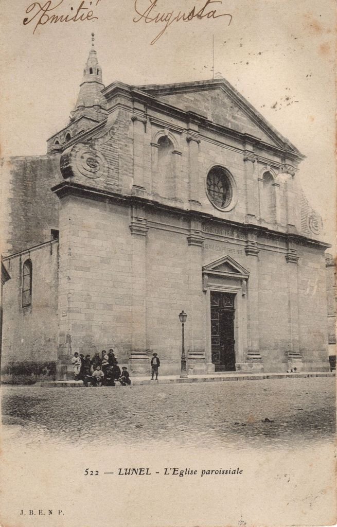 34 - LUNEL - 522 - L'Eglise paroissiale - J.B.E.N.P. -  09-08-26.jpg