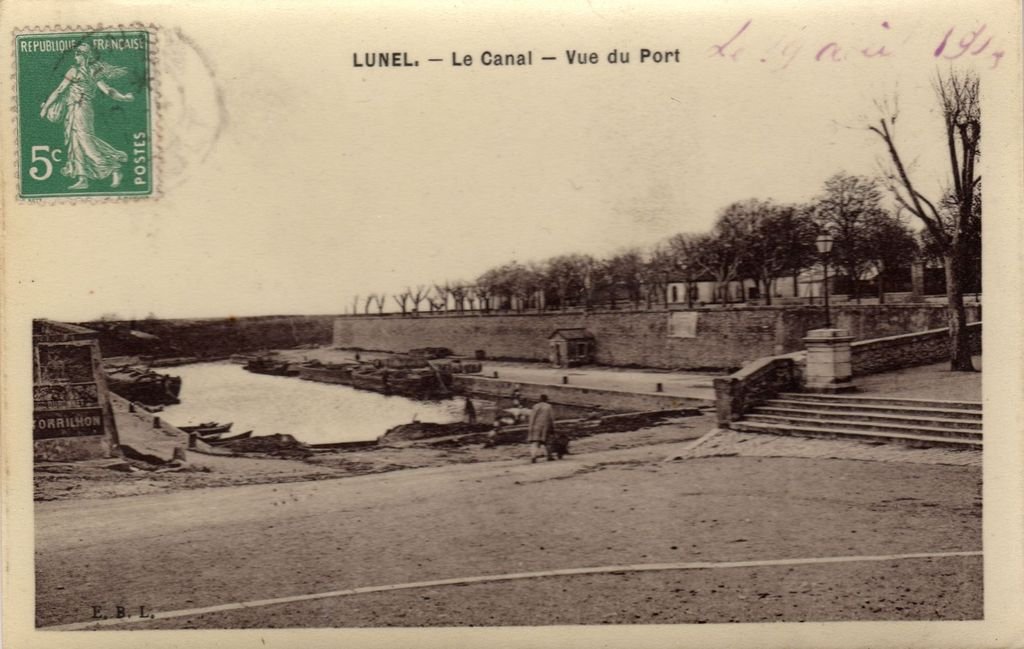 34 - LUNEL - Le Canal - Vue du Port - E.B.L. - 09-08-26.jpg