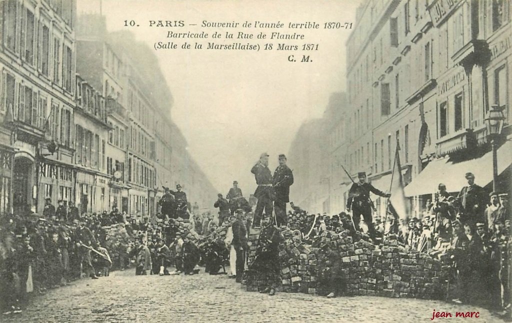 Paris XIXe - Barricade de la Rue de Flandre - Souvenir de l'année terible 1870-1871 -18 mars 1871.jpg