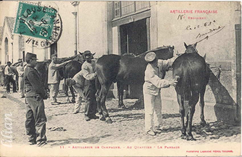 &quot;ARTILLERIE FRANÇAISE&quot; - &quot;  ° Régiment&quot; -  11. - Artillerie de Campagne. - Au Quartier - Le Pansage&quot; - &quot;PHOTOTYPIE LABOUCHE FRÈRES, TOULOUSE.&quot;