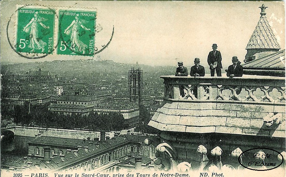 Vue sur Sacré Coeur prise des Tours de ND 1919 CPArama.jpg