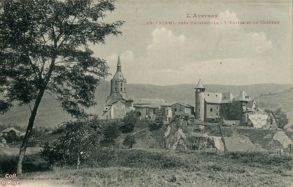 12-Firmi-Decazeville-Eglise-et-Chateau-88-Phototypie-Labouche-Freres-Toulouse.jpg