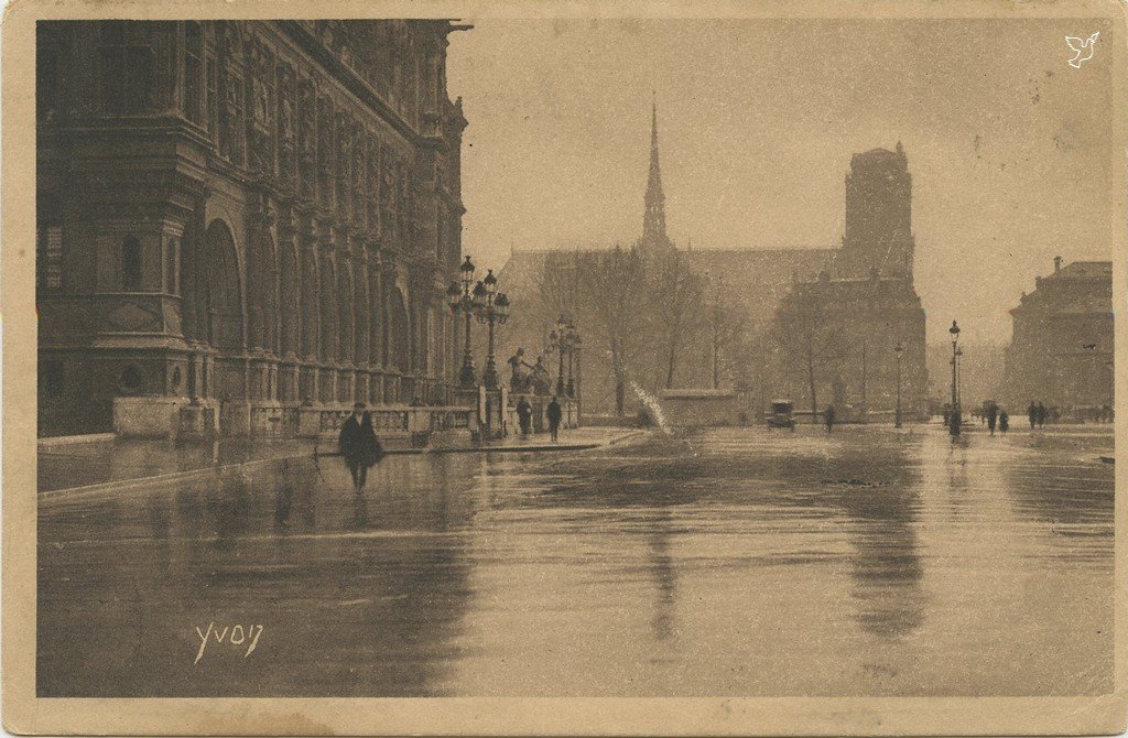 Z - YVON 9 - Paris - Place de l'HdV un jour de pluie.jpg