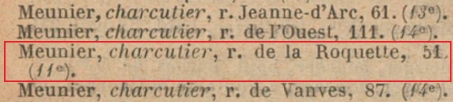 les charcutiers du nom de meunier en 1907 à Paris.jpg
