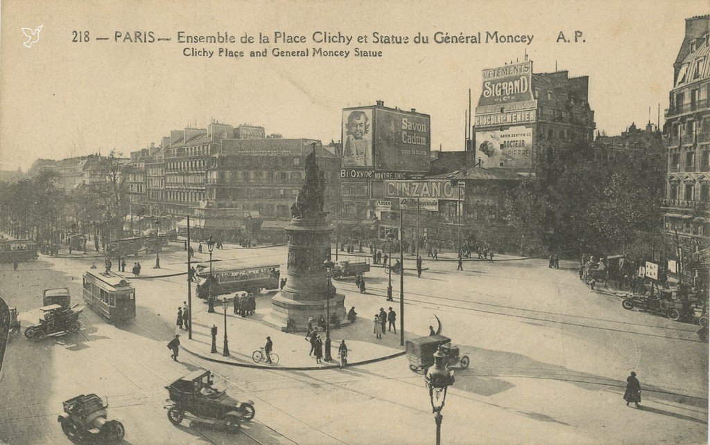 Z - 214 - PARIS - Ensemble de la Place Clichy et Statue du General Moncey.jpg