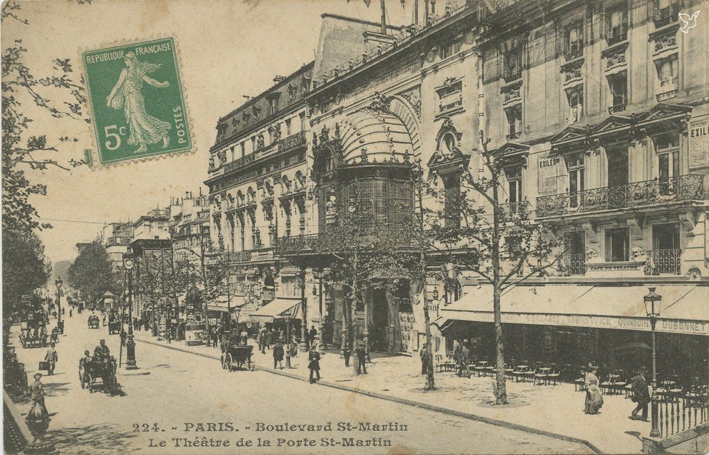 ZZ224. - PARIS. - Boulevard St-Martin Le Theatre de la Porte St-Martin.jpg