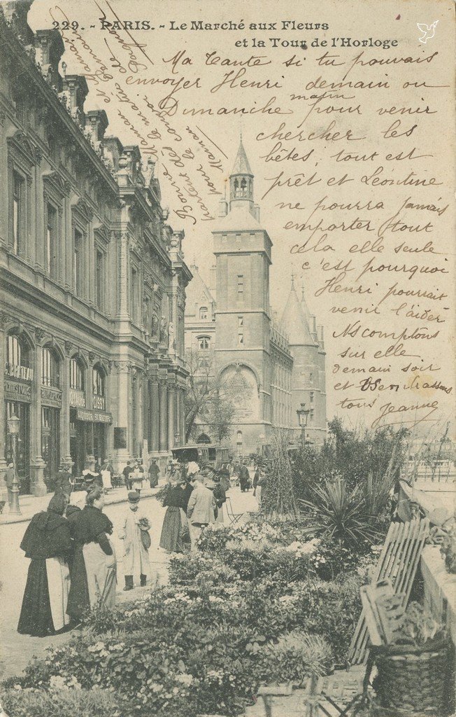 ZZ229. - PARIS. - Le Marché aux Fleurs et la Tour de l'Horloge.jpg