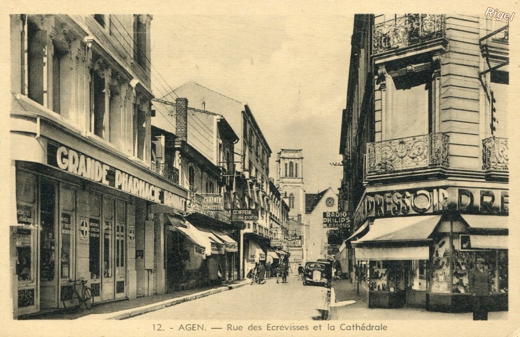 47-Agen - Rue des Ecrevisses et la Cathédrale - 12 Edition Blanchet.jpg