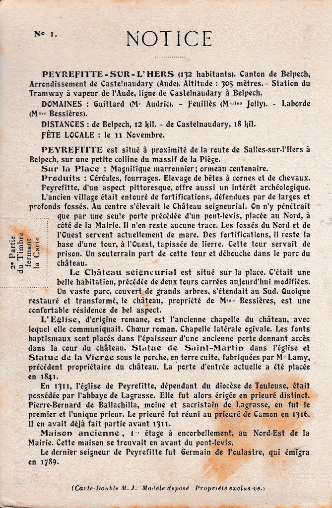 Peyrefitte-sur-l'Hers - Vue générale du Sud - Le Château et le Parc-verso.jpg