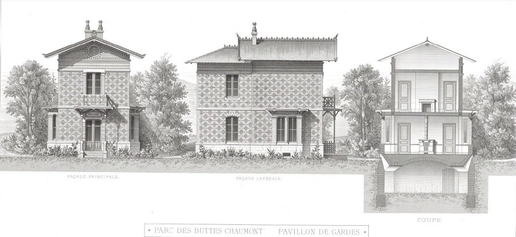 Paris - Buttes-Chaumont - Plan Pavillons de gardes architecte Davioud Modèle Chalet Bolivar.jpg