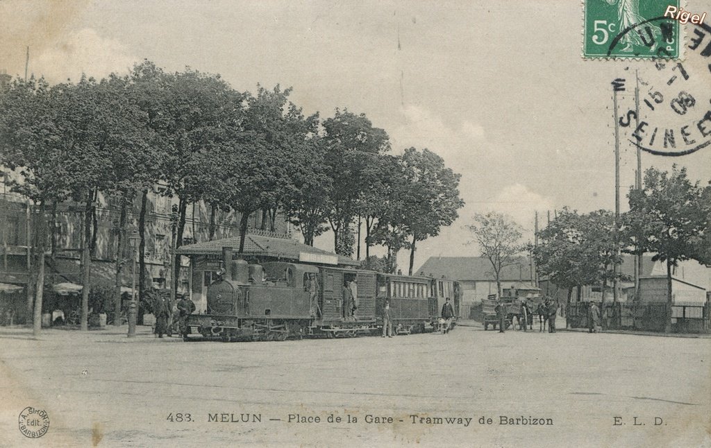 77-Melun - Place de la gare - Tramway de Barbizon - 483 ELD.jpg